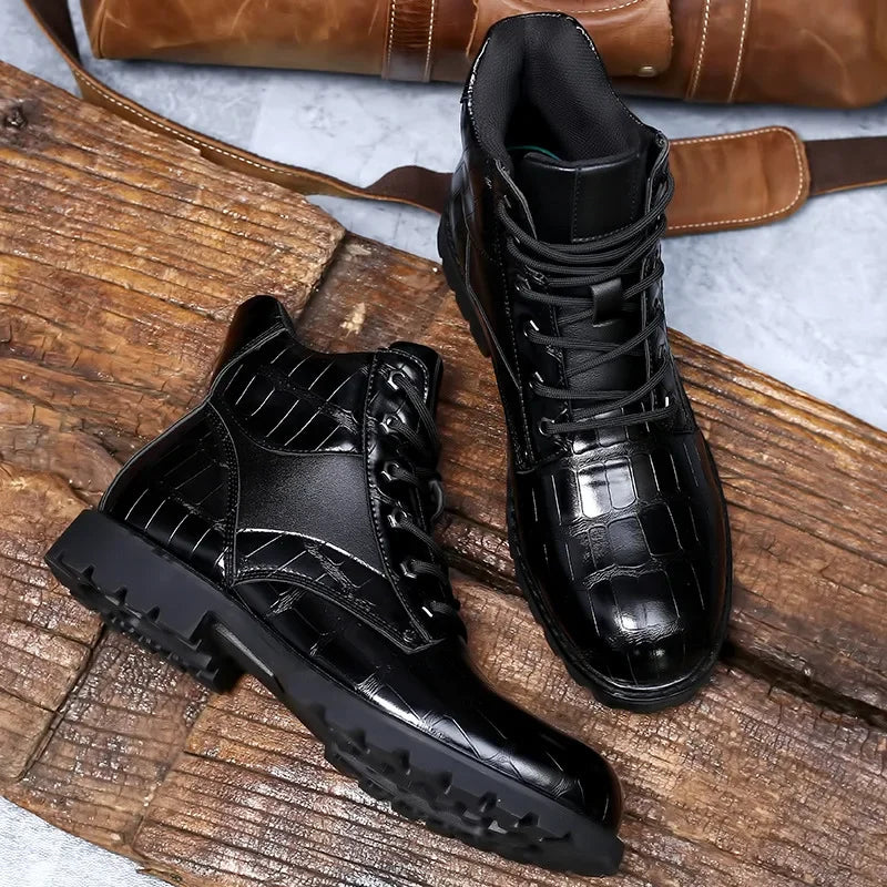 Robert | Croc Leather Boots